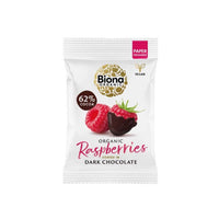 Organic Raspberries Coated In Dark Chocolate